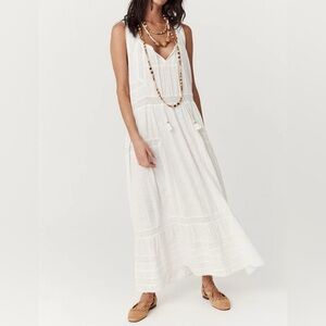 Elegant Cream Linen Sleeveless Dress